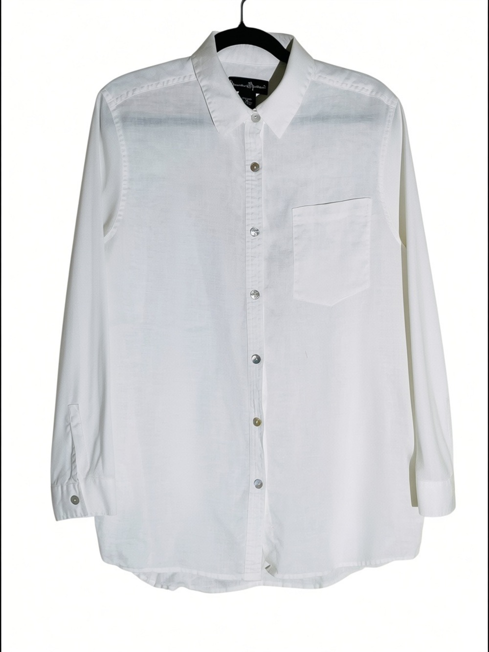 Mercer & Madison White Linen Button Down Shirt Women's sz M Long Sleeve White To
